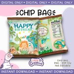 Dino Chip Bag, Instant Download, not editable