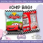 Cars Chip Bag, Instant Download, not editable