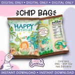 Dino Chip Bag, Instant Download, not editable