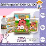 Farm Boy Party Pack, Farm Boy Chip Bag, Bottle label and juice pouch bag label, instant download, not editable