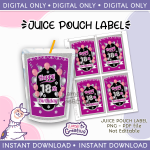 Happy 18th Girl juice pouch bag label, Capri Sun, Instant Download, not editable