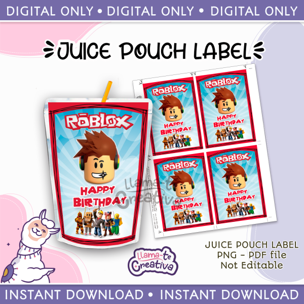 Roblox juice pouch bag label, Capri sun,  Instant Download, not editable - Imagen 1
