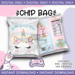 Unicorn Chip Bag, Instant Download, not editable