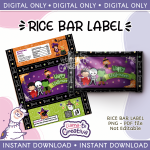 Monsters Halloween Rice Bar Label Digital Printable, Instant Download, not editable