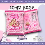 Barbie girl Model 2 Chip Bag, Instant Download, not editable