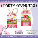 Two Farm Girl Birthday Party Favor Tags, Instant Download, not editable