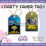 Two Fortnite, Battle Royale Birthday Party Favor Tags, Instant Download, not editable