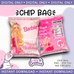 Barbie Model 01 Chip Bag, Instant Download, not editable