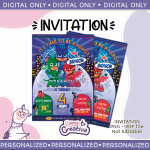 Pj Mask Birthday Party Invitation, personalized, not editable