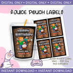 Minecraft juice pouch bag label, Capri sun,  Instant Download, not editable