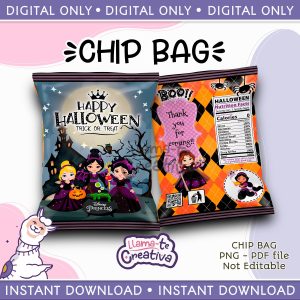 Halloween Princess Chip Bag, Instant Download, not editable