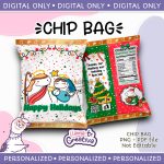 Merry Christmas Flork 4 Chip Bag, Instant Download, not editable