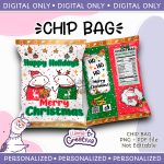 Merry Christmas Flork 5 Chip Bag, Instant Download, not editable
