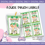 Safari juice pouch bag label, Capri sun, Personalized, not editable