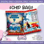 Smurf Chips Bag, Smurf Favors, Smurf Snack Bag, Personalized, Not editable