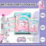 Hello Kitty 3D Party Pack, Chip Bag, Bottle label and juice pouch bag label, instant download, not editable