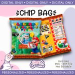 Mario Bros Chip Bag, Personalized, Not editable