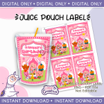 Plim plim pink juice pouch bag label, Capri sun,  Instant Download, not editable