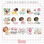 Spa Party Clipart, Girl Spa Party, Bath & Spa, Spa Girls, Girl Spa party, Instant download - Image 3