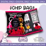 Squid Game Soldier Mask, The Doll, Frontman Chip Bag, Instant Download, not editable