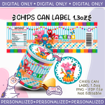 Pocoyo Chips Can 1.3oz Pringles Snack Labels & Wrap, Chip Can Label, Personalized, not editable