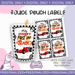 Red Racing Car juice pouch bag label, Capri sun, Personalized, not editable