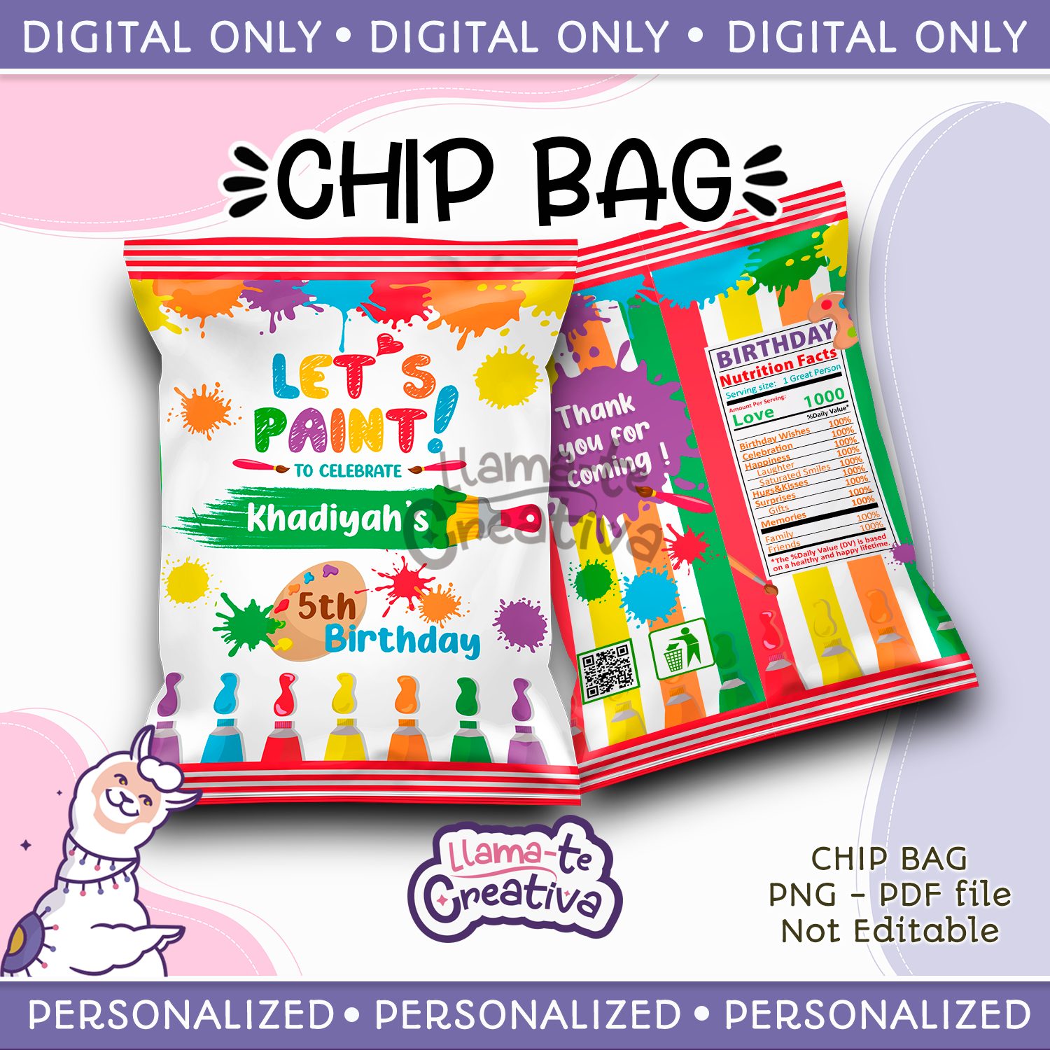 RAINBOW PAINT CHIP BAG Rainbow Paint Chip Bag, Personalized, Not editable - Image 1