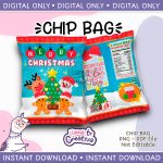 Merry Christmas Santa Claus Chip Bag, Instant Download, Not editable