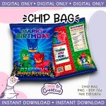 PJ Mask Chip Bag, Instant Download, not editable