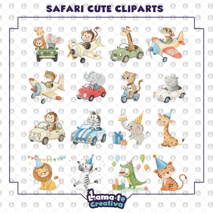 Safari Animals Clipart Bundle | Printable Party Clipart - Image 3