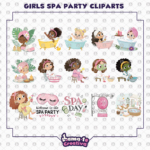 Girls Spa Party Clipart Bundle | Printable Party Clipart - Image 3