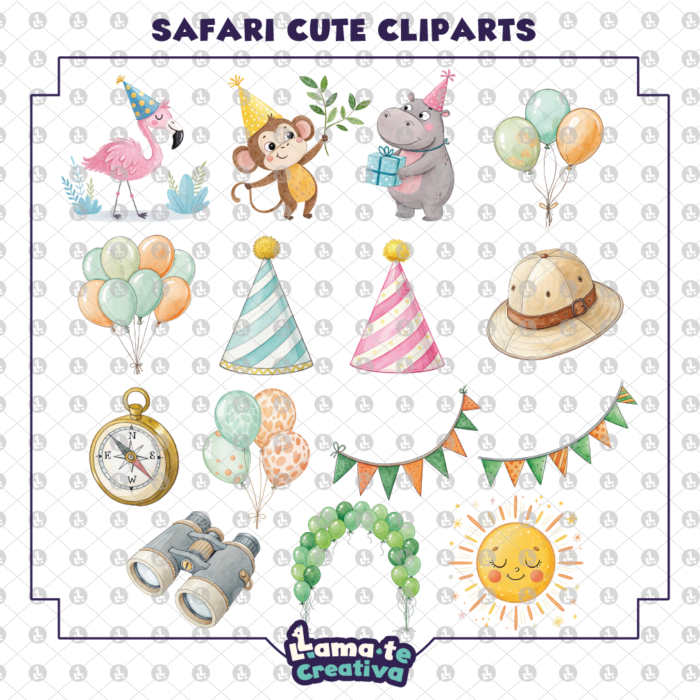 Safari Animals Clipart Bundle | Printable Party Clipart - Image 4