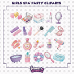 Girls Spa Party Clipart Bundle | Printable Party Clipart - Image 4