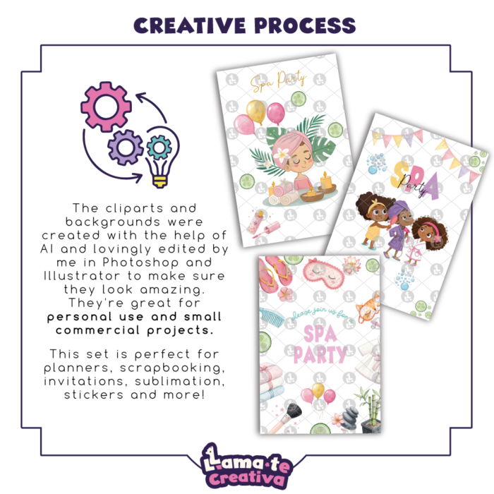 Girls Spa Party Clipart Bundle | Printable Party Clipart - Image 8