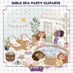 Girls Spa Party Clipart Bundle | Printable Party Clipart - Image 6