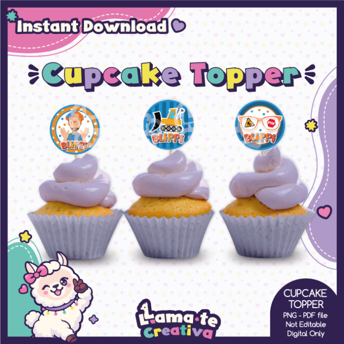 Blippi Cupcake Toppers | Printable Birthday Party Favor - Image 2
