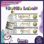 Outer Space Astronaut Bottle Label | Personalized with Photo | Birthday Party Favor