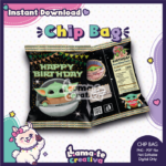Baby Yoda Grogu Chip Bag Model 02 | Printable Birthday Party Favor