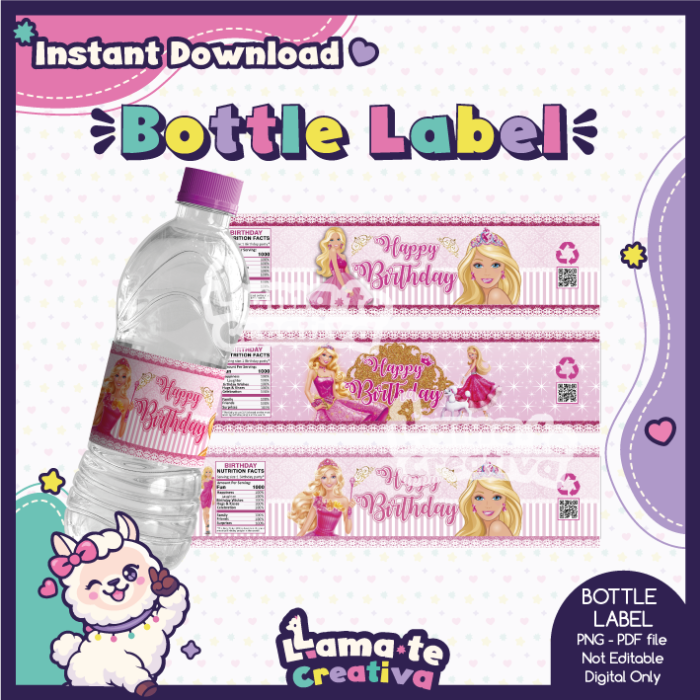 Barbie Party Pack | Chip Bag, Bottle Label & Juice Pouch - Image 4
