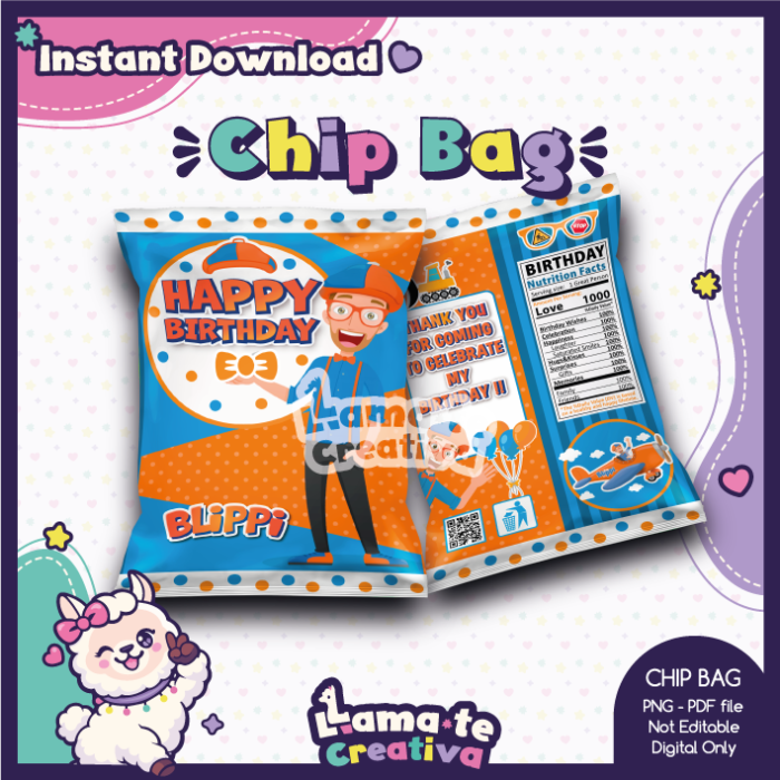 Blippi Party Pack | Chip Bag, Bottle Label & Juice Pouch - Image 2