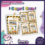 Boys Construction Capri Sun Label | Printable Birthday Party Favor