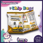 Boys Construction Chip Bag | Personalized with Photo | Birthday Party Favor | Model 02