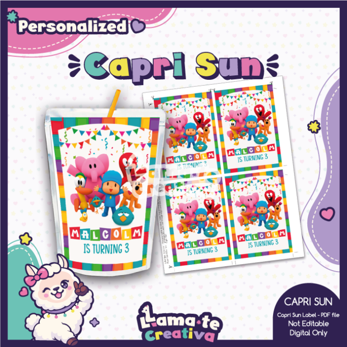 Pocoyo Party Pack | Chip Bag, Bottle Label & Juice Pouch | Personalized - Image 3