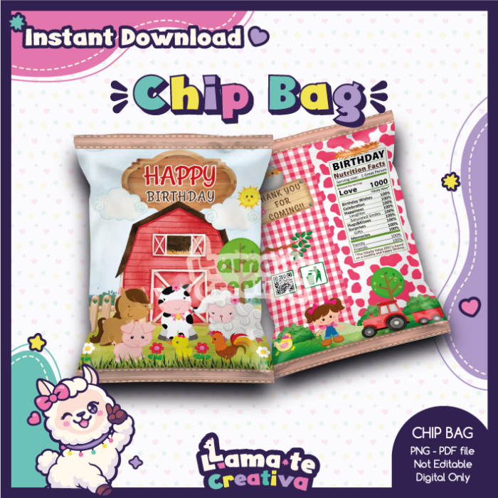 Farm Girl Party Pack | Chip Bag, Bottle Label & Juice Pouch - Image 2