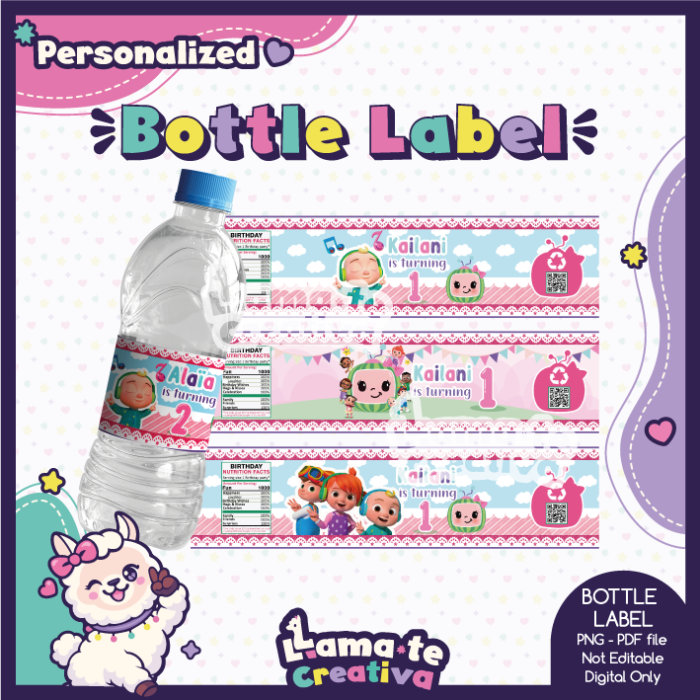 Girl Cocomelon Party Pack | Chip Bag, Bottle Label & Juice Pouch | Personalized - Image 4