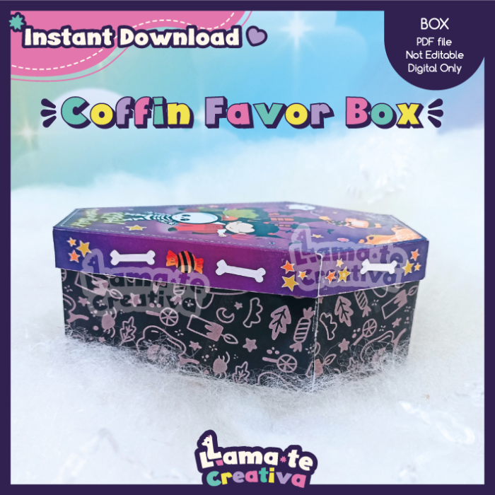 Halloween Coffin Favor Box | Printable Party Favor | Instant Download - Image 2