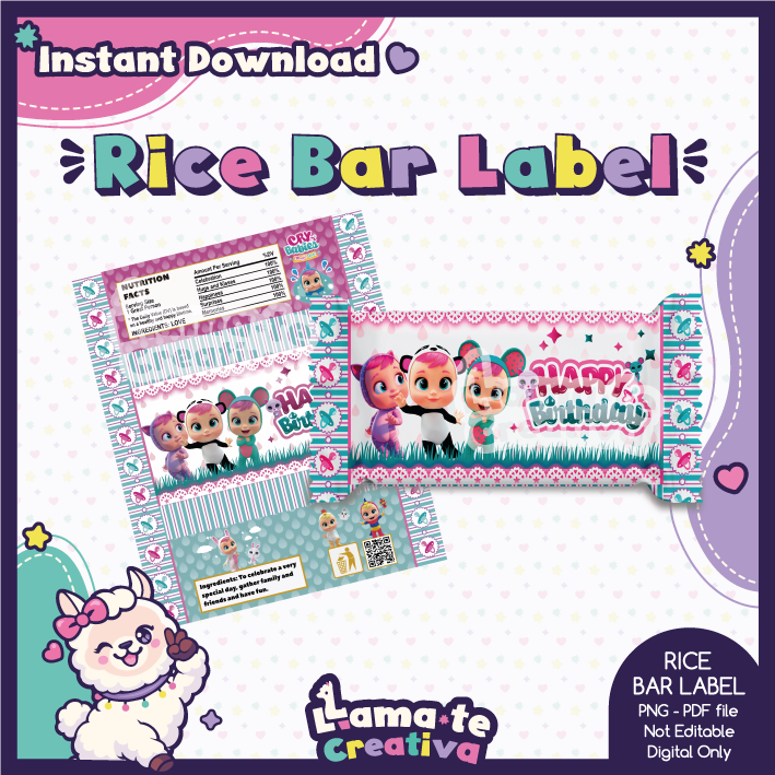PORTADA-CRY-BABIES-RICE Cry Babies Rice Bar Label | Printable Birthday Party Favor | Instant Download - Image 1
