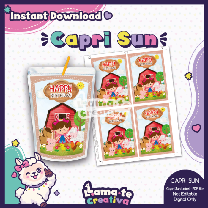 Farm Girl Party Pack | Chip Bag, Bottle Label & Juice Pouch - Image 3