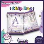 Lavender & Gold Floral Chip Bag | Personalized Birthday Party Favor