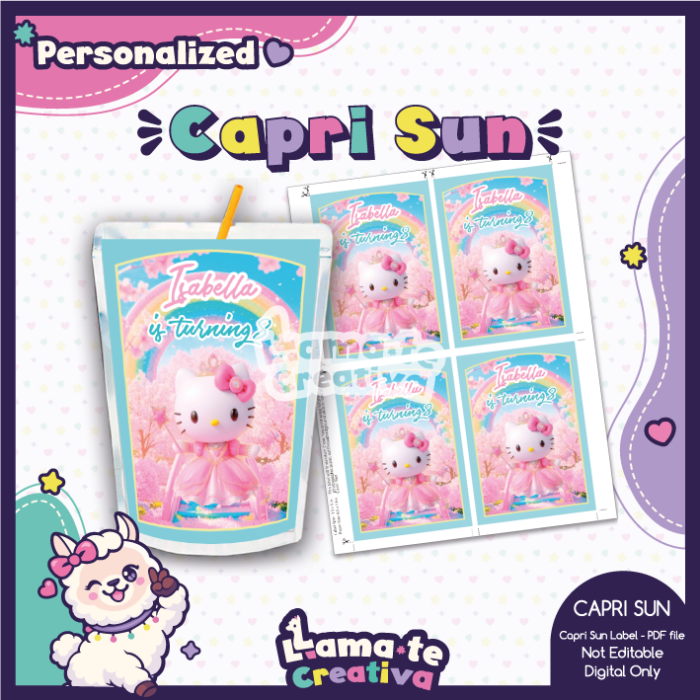 Hello Kitty 3D Party Pack | Chip Bag, Bottle Label & Juice Pouch | Personalized - Image 3
